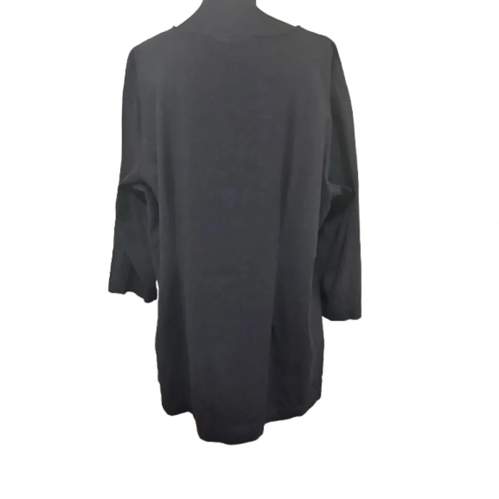 Sag Harbor 2X Black Embellished Floral Tunic Blouse Old Money Boho Chic Formal - Picture 7 of 8